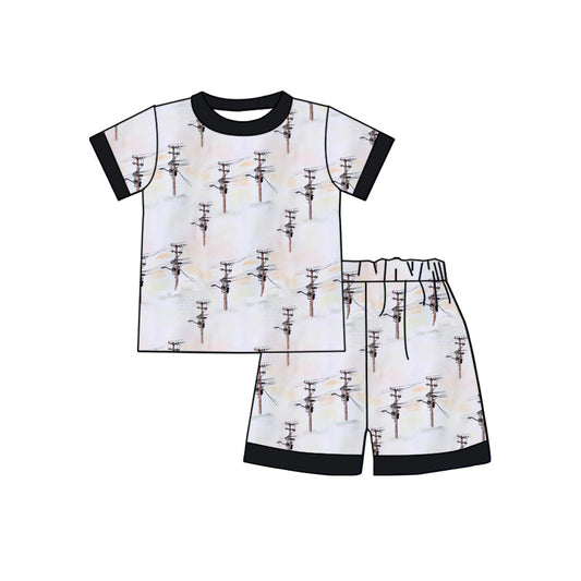 baby boy short sleeve lineman design outfit