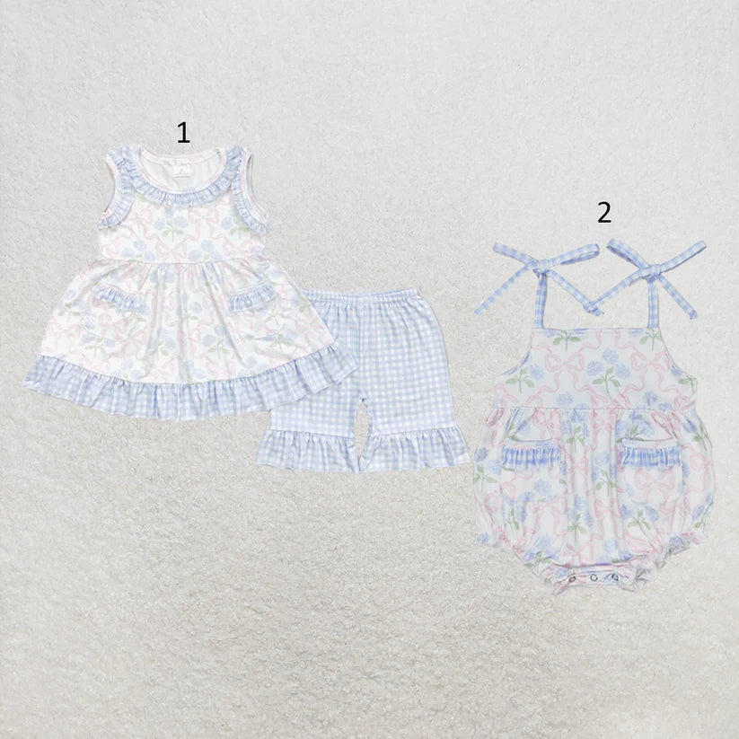 toddle baby girls blue floral summer outfit