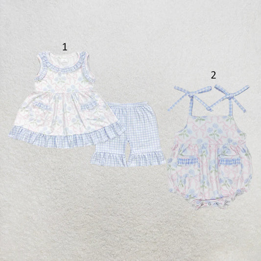 toddle baby girls blue floral summer outfit