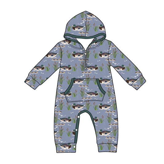 Mallard duck toddle baby boy long sleeve hoodie romper