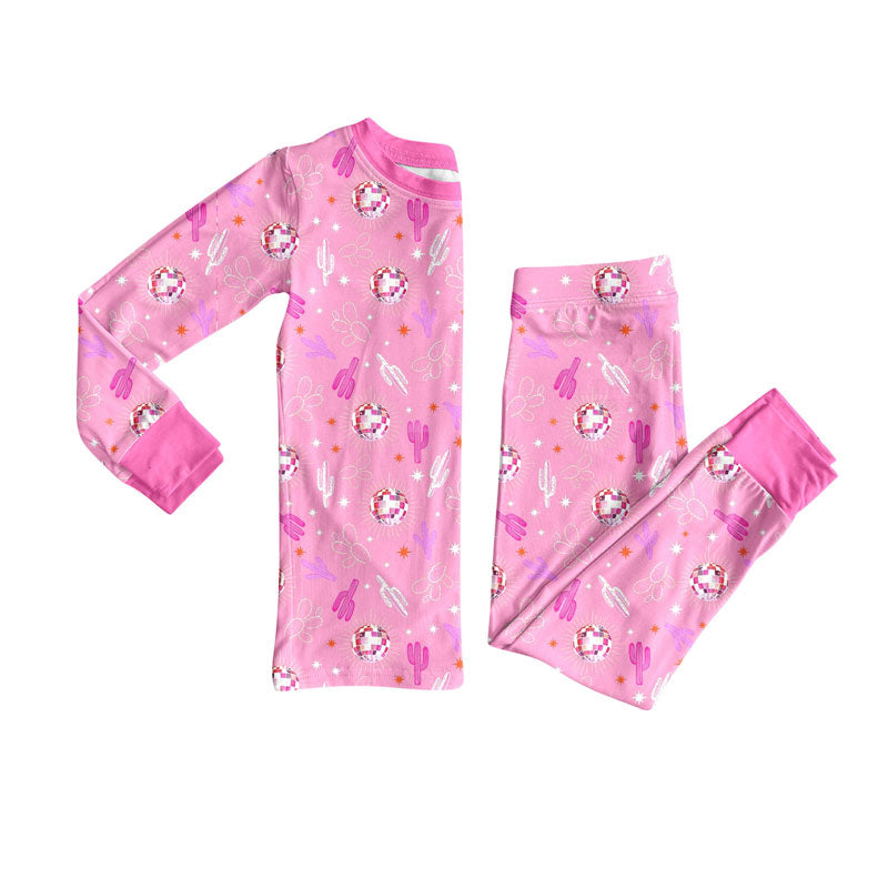 Western cactus kids long sleeve pajama set wholesal factory price