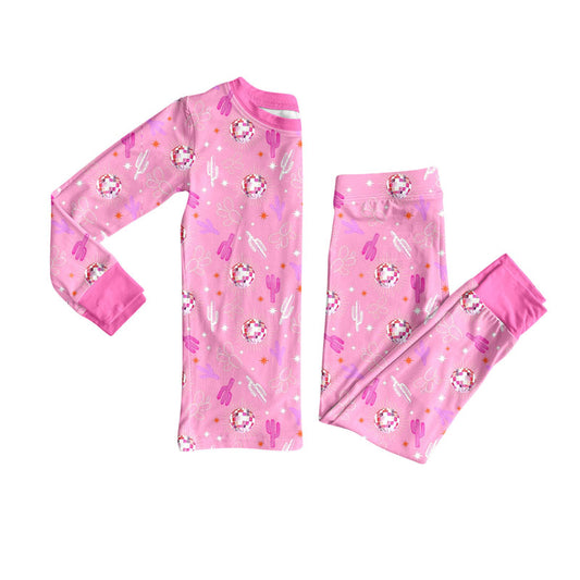 Western cactus kids long sleeve pajama set wholesal factory price