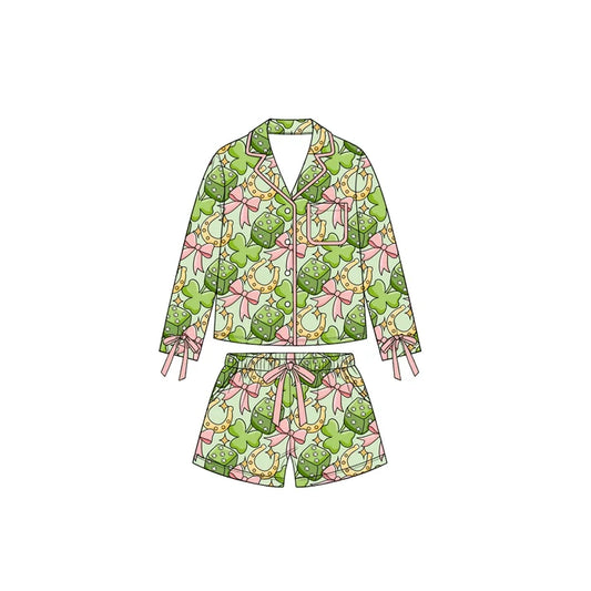 Saint Patrick's Day short sleeve top matching shorts girls pajama set
