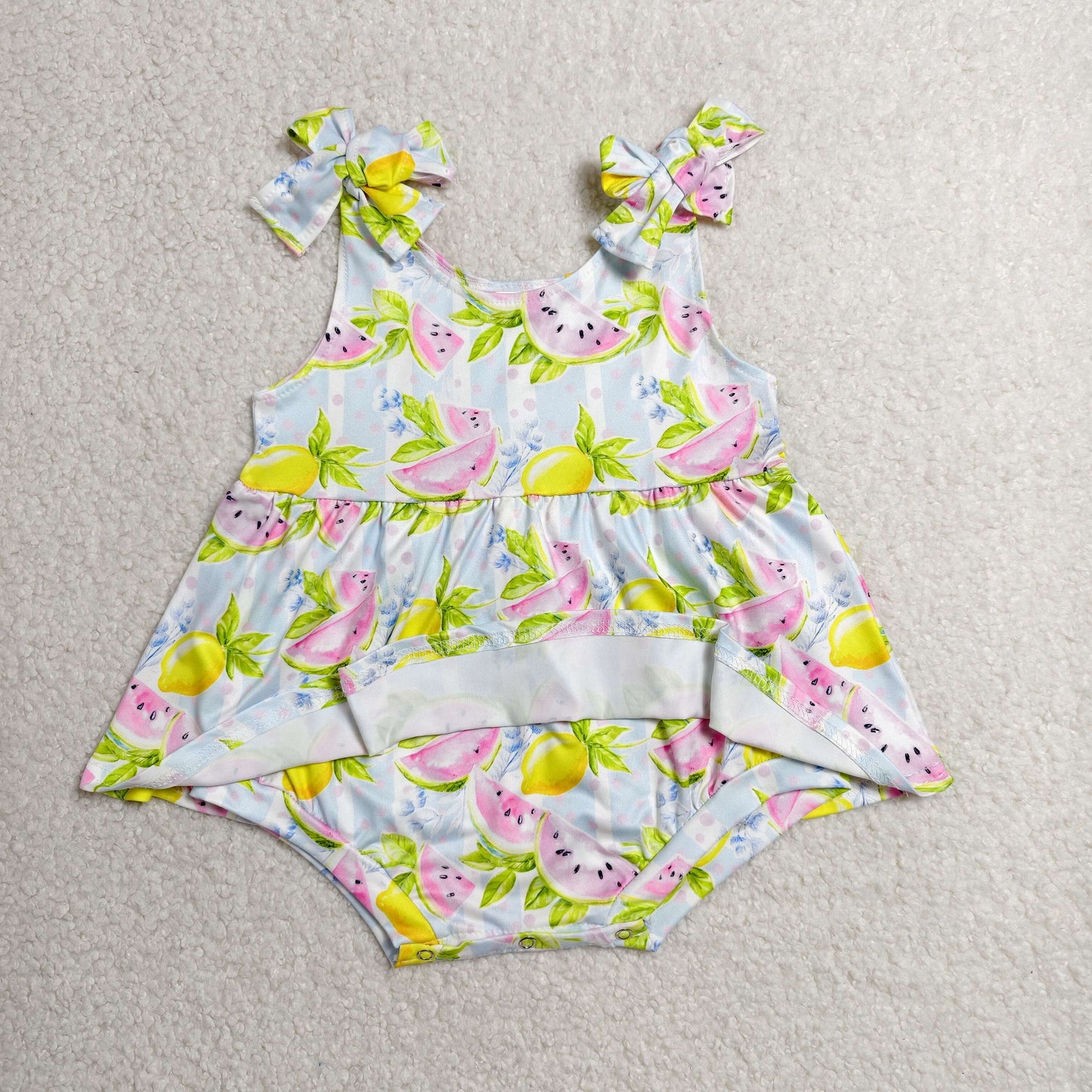 Watermelon print girls summer dress romper best sister wholesale kids clothes