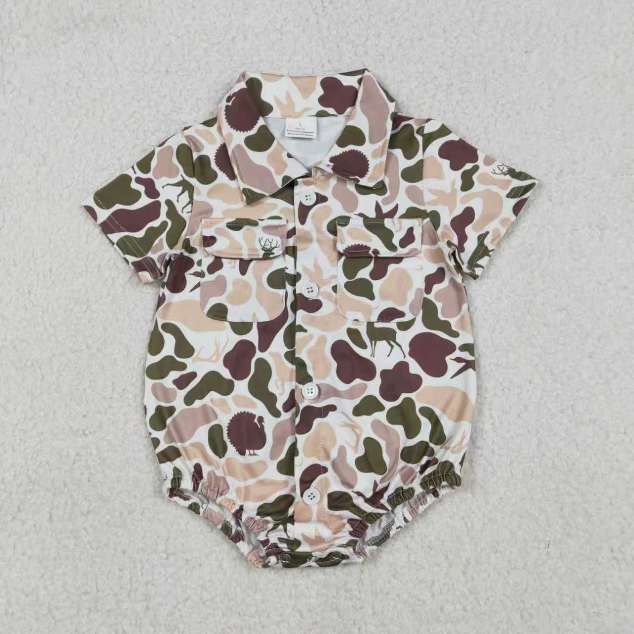 Dark grey camo design toddle baby summer romper