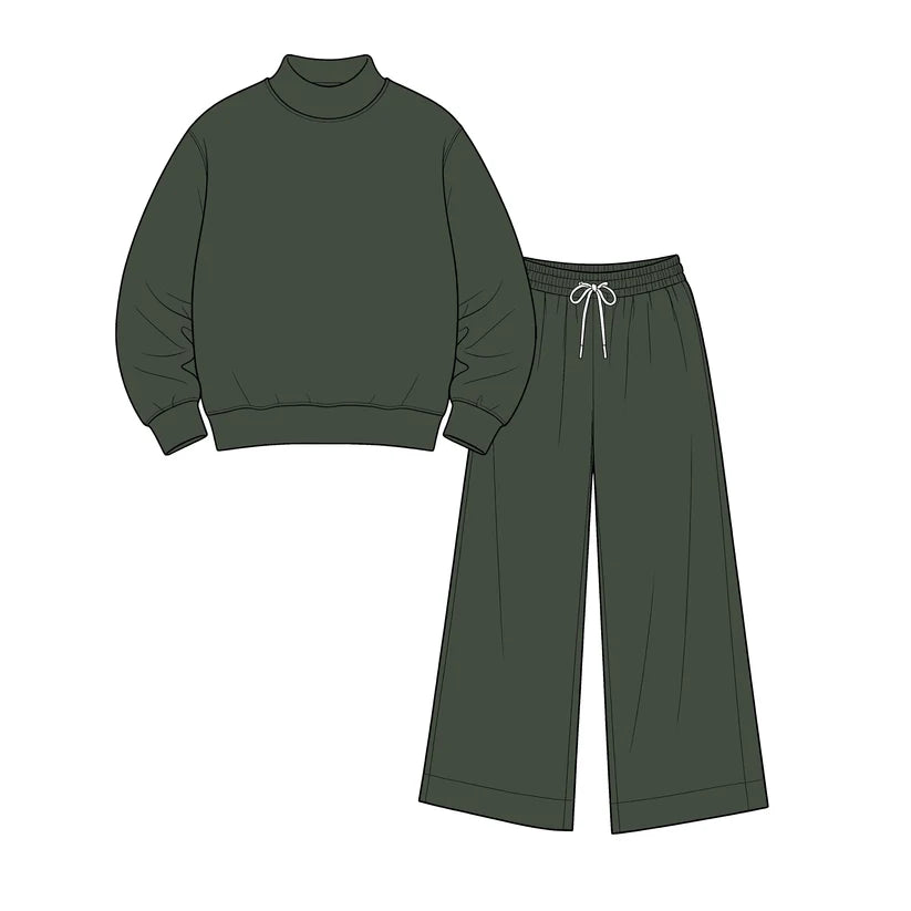 Toddle kids girl solid color spring fall design outfit