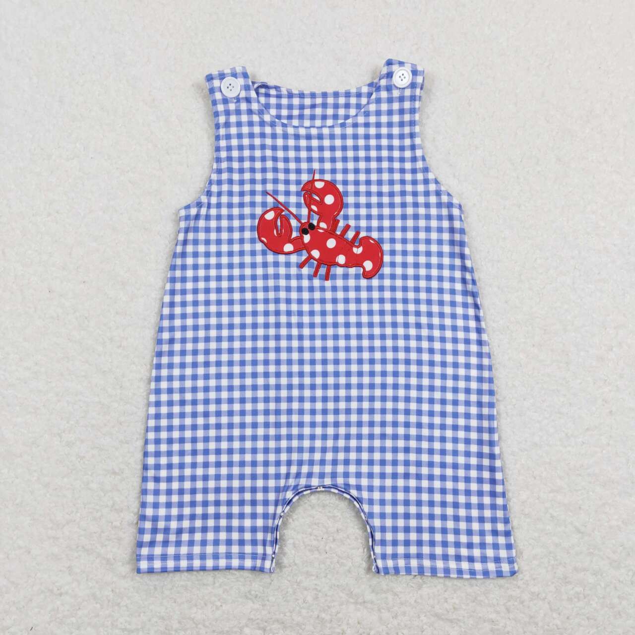 toddle boy craw fish plaid romper