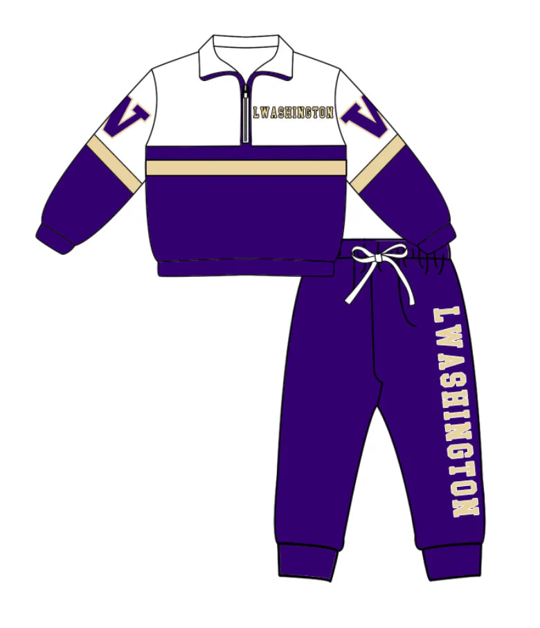 Kids long sleeve team pullover top matching pants outfit wholesal factory price