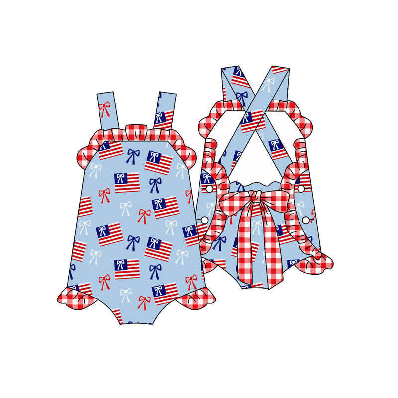 America flag design toddle summer romper