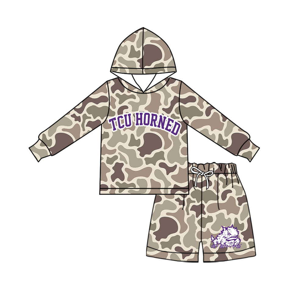 Custom team top matching shorts kids boy hoodie outfit wholesale factory price