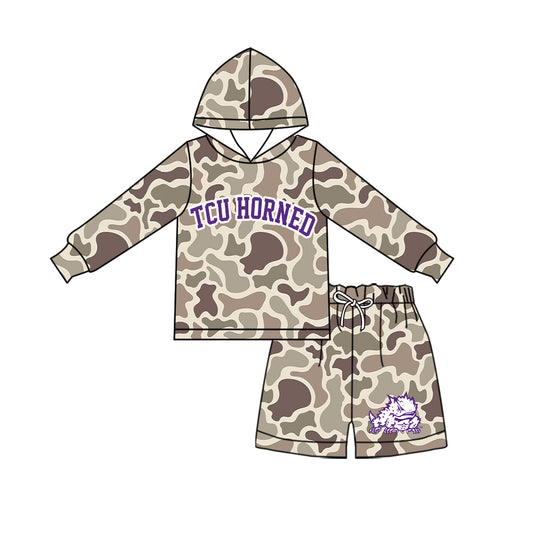 Custom team top matching shorts kids boy hoodie outfit wholesale factory price