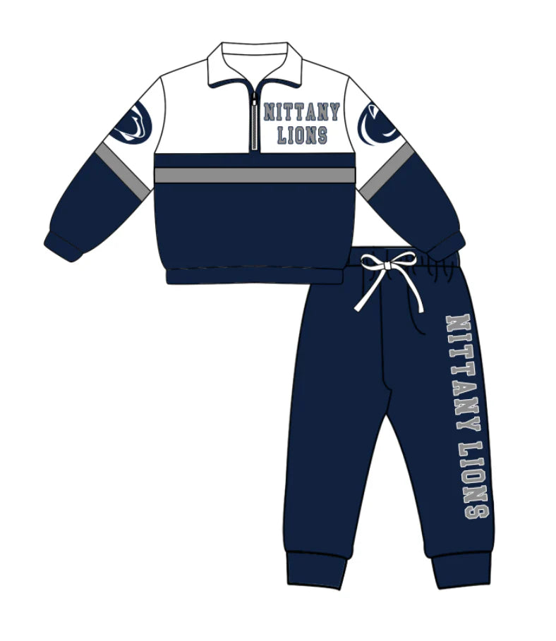 Kids long sleeve team pullover top matching pants outfit wholesal factory price