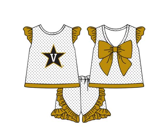 Custom team top matching shorts girl summer outfit