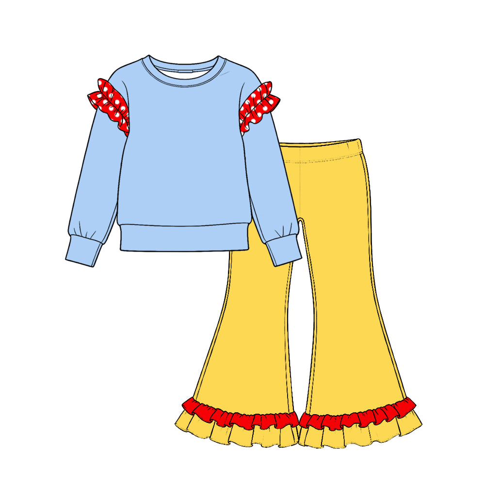 Blue yellow color girl long sleeve outfit preorder