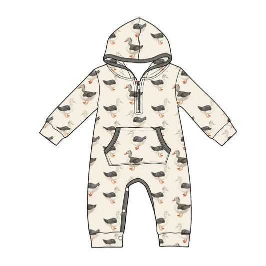 Mallard duck toddle baby boy long sleeve hoodie romper