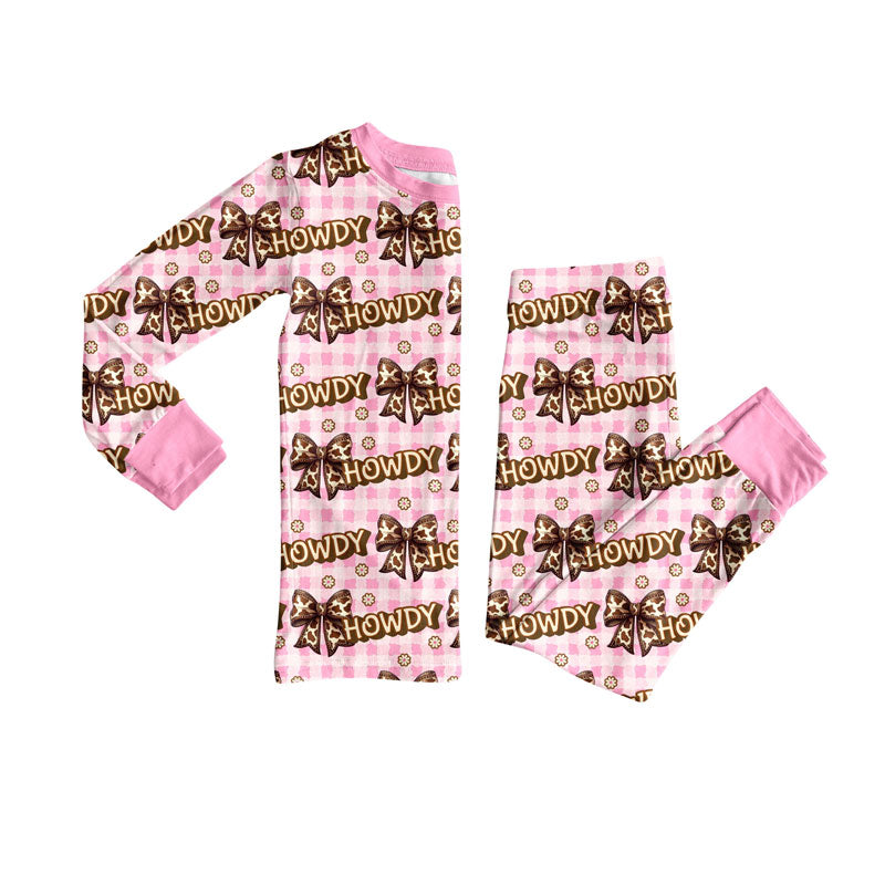 western howdy design kids long sleeve pajama set wholesal factory price