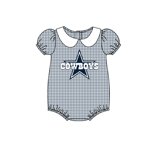 toddle baby girl team blue cowboy romper