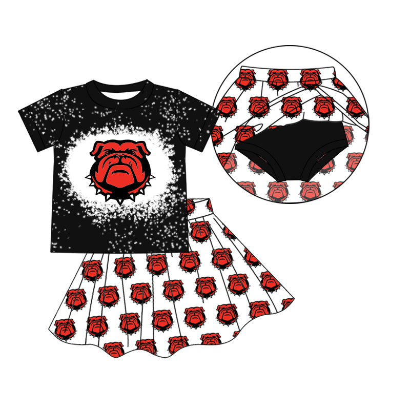 baby girls bulldog cheer skirt 2pcs outfit