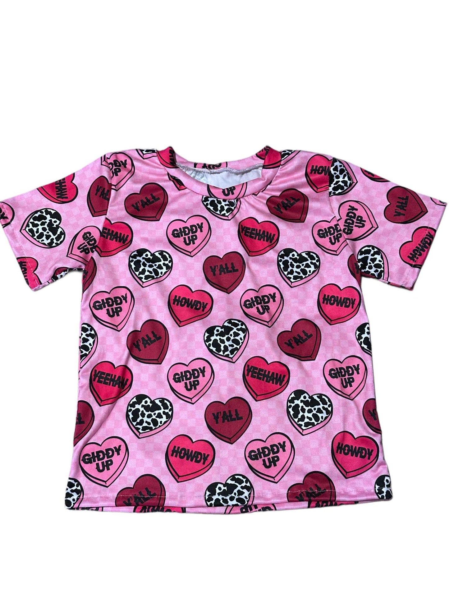 Valentines day heart print short sleeve shirt