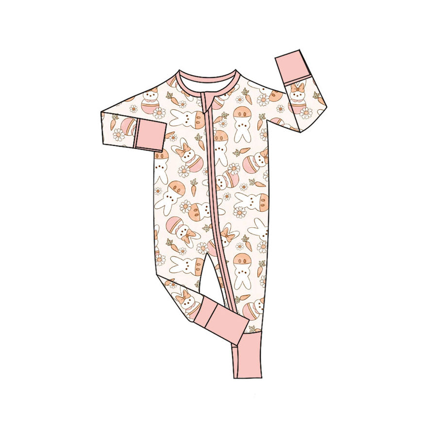 Easter bunny design kids long sleeve boutique romper