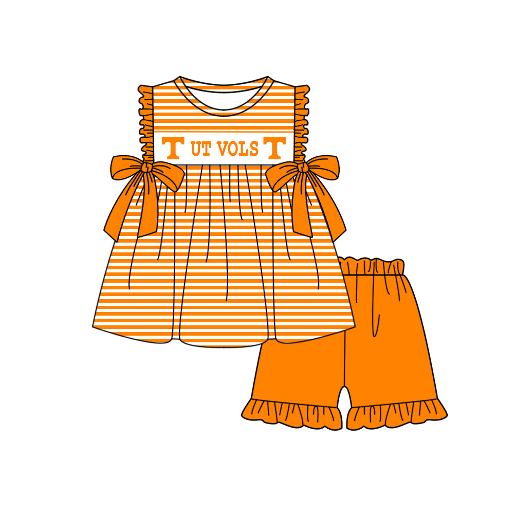 Custom team top matching shorts girl summer outfit