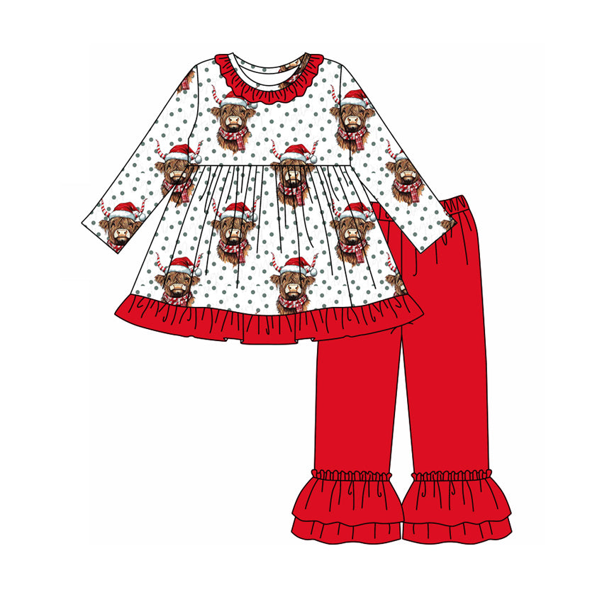 Toddle kids Christmas cow design fall winter outfit