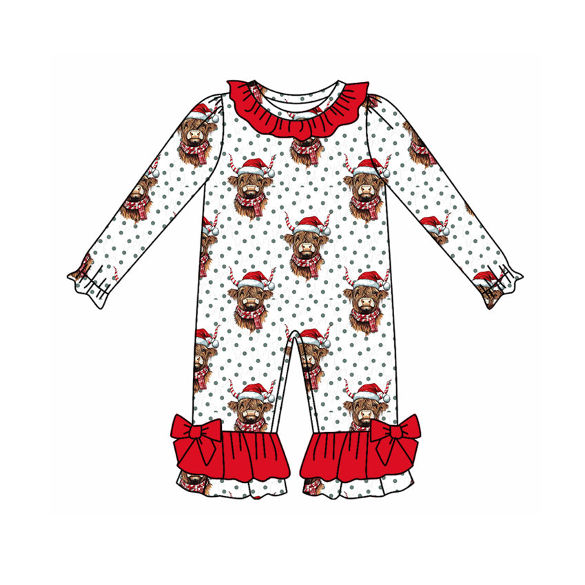 Toddle kids Christmas cow design long sleeve romper