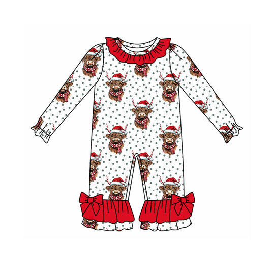 Toddle kids Christmas cow design long sleeve romper