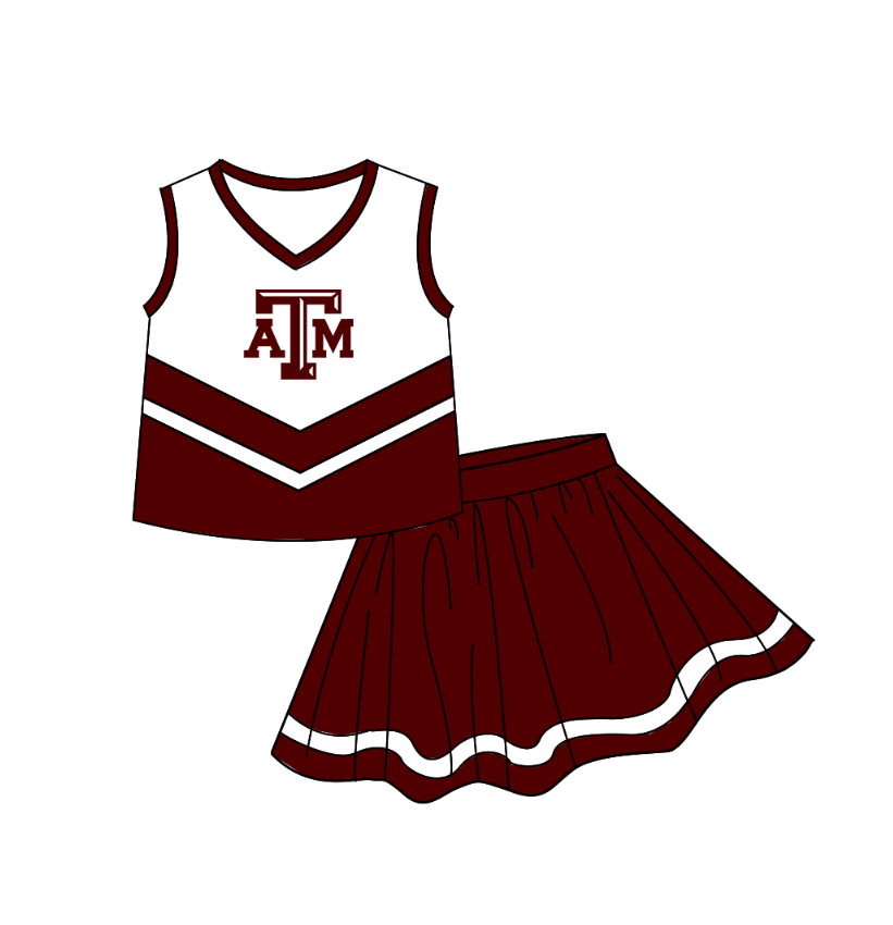 baby girl sleeveless top matching skorts custom design team outfit