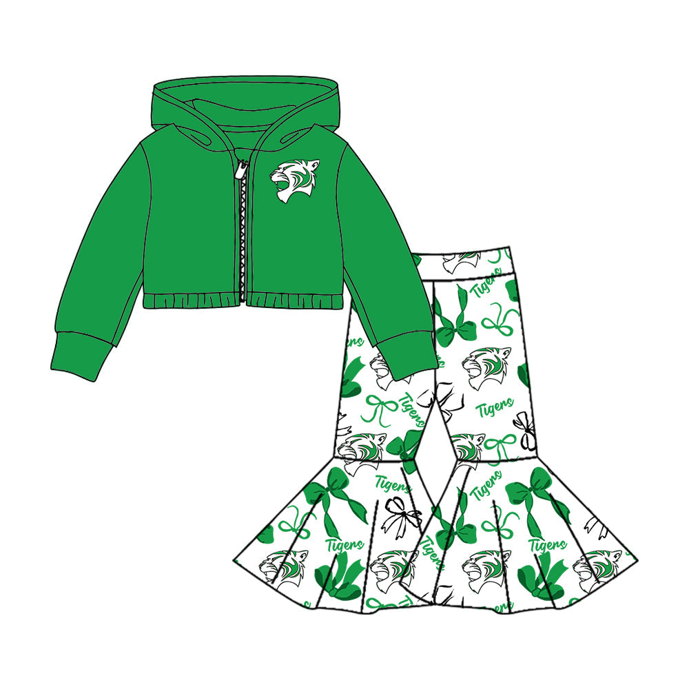 Girls long sleeve zip top matching pants custom team outfit