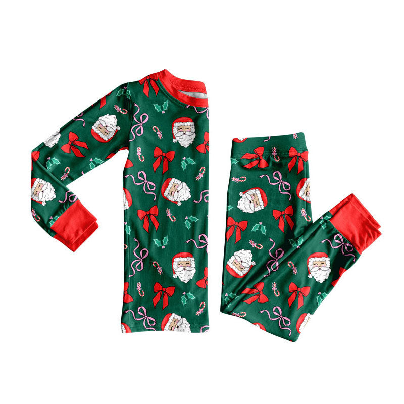 Christmas santa kids long sleeve pajama set wholesal factory price