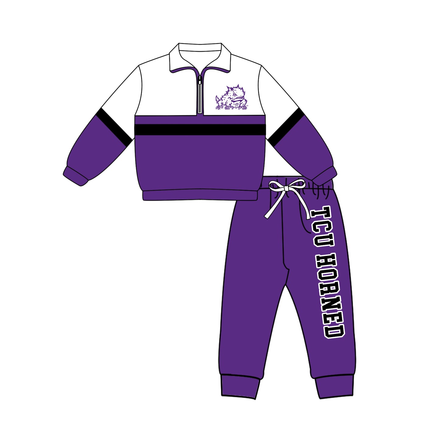 Kids long sleeve team pullover top matching pants outfit wholesal factory price