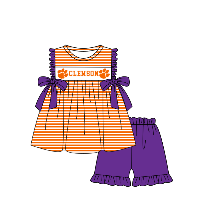 Custom team top matching shorts girl summer outfit