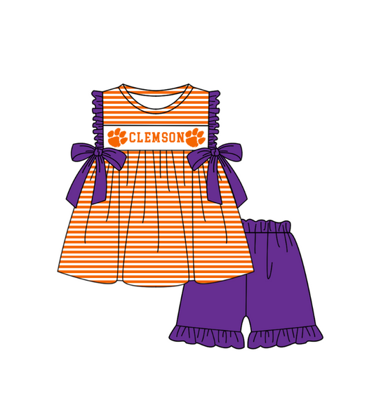 Custom team top matching shorts girl summer outfit