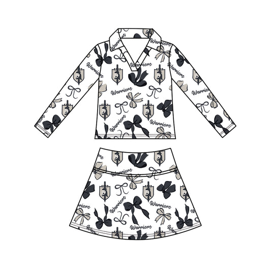 Kids long sleeve team pullover top matching skorts outfit wholesal factory price