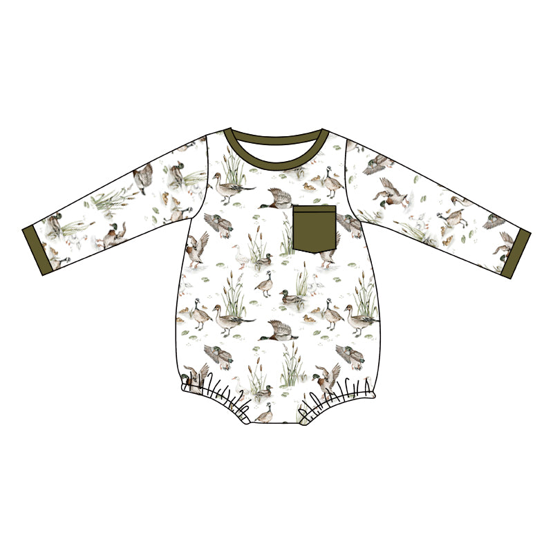toddle baby girls mallard duck long sleeve romper
