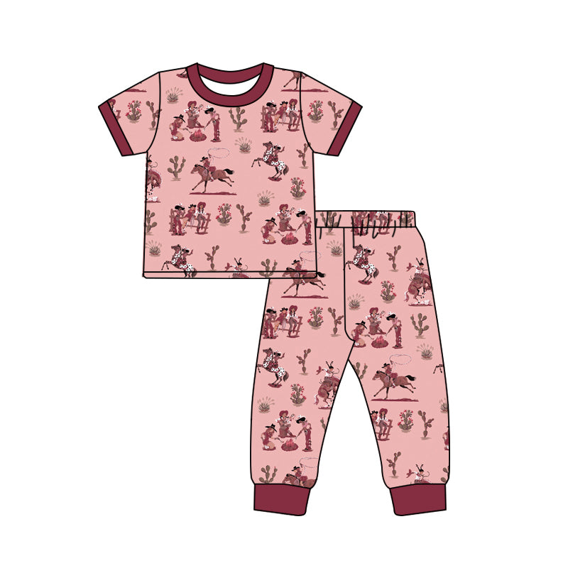 Western cowgirl design kids pajama set wholesal factory price