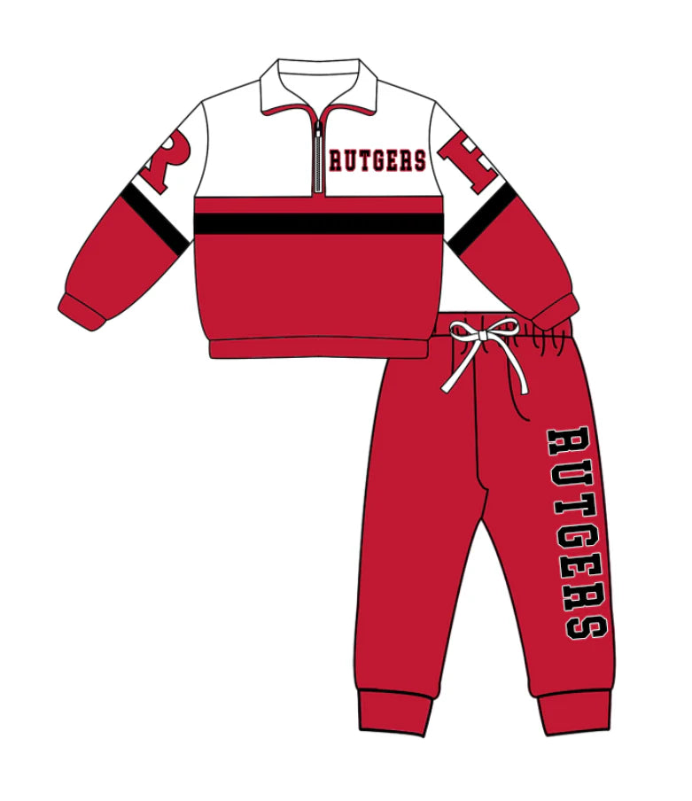 Kids long sleeve team pullover top matching pants outfit wholesal factory price