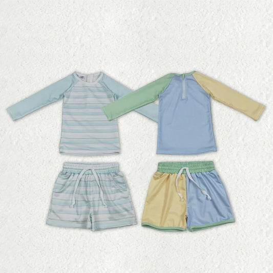 Blue stripes design baby two pieces bathing suit kids swimwear