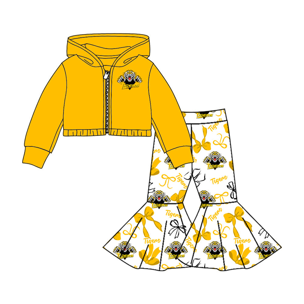 Girls long sleeve zip top matching pants custom team outfit