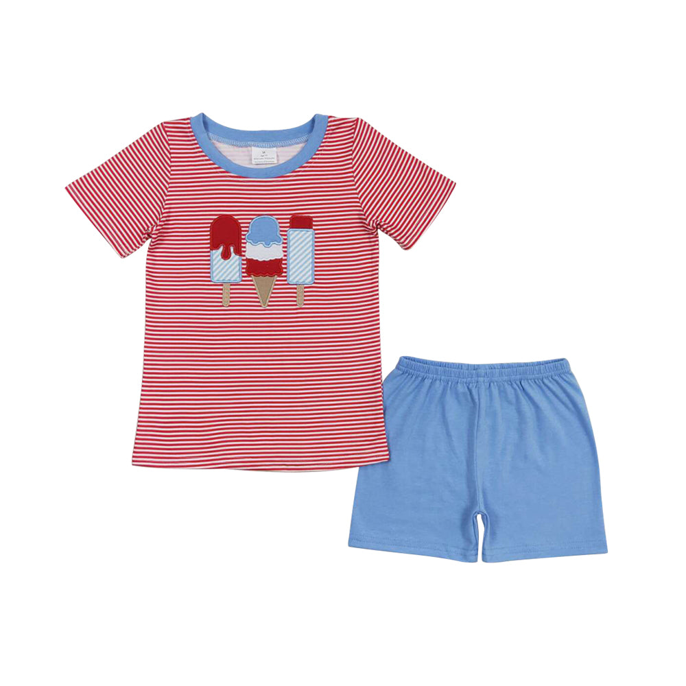 sister brother embroidery popsicle july 4th clothing set