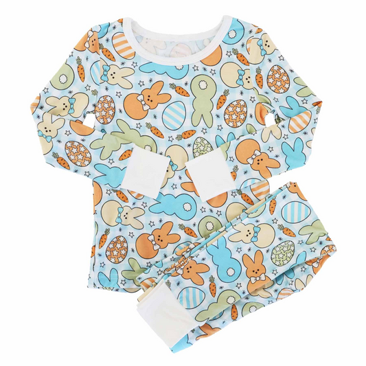 Infant baby boy Easter bunny long sleeve pajama set
