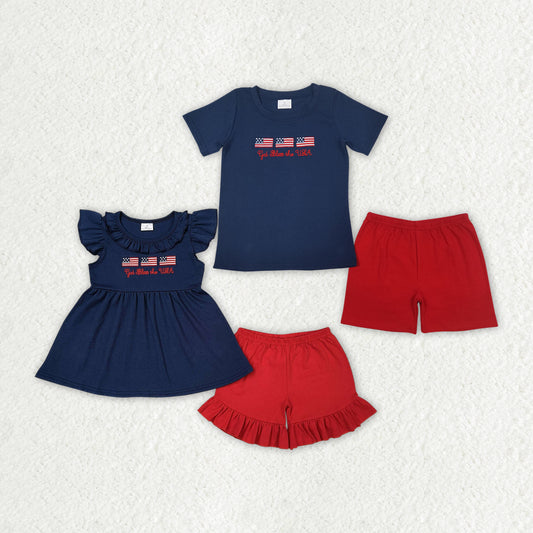 best sister embroidery american flag july 4th outfit