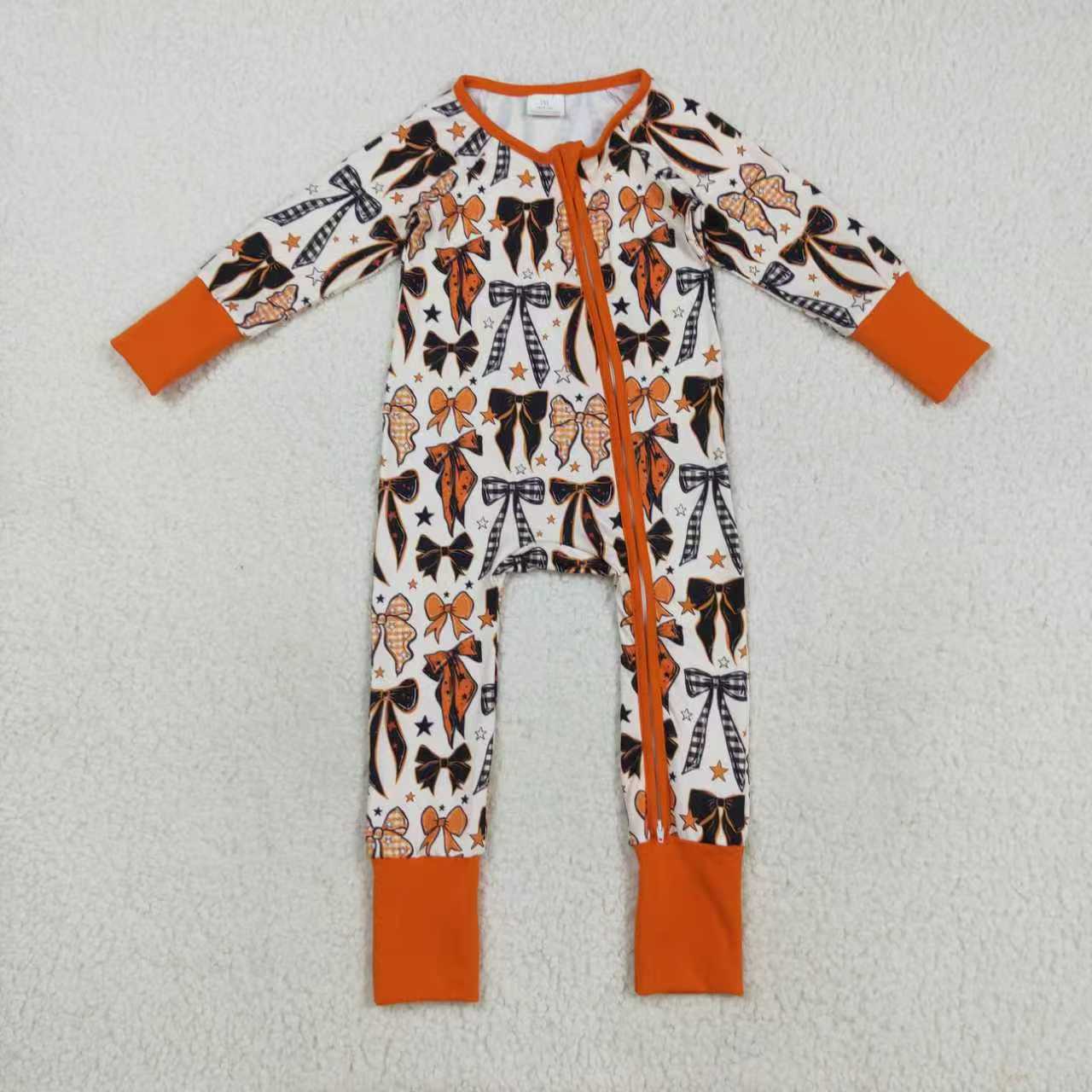 Halloween bow girls long sleeve pajama set outfit