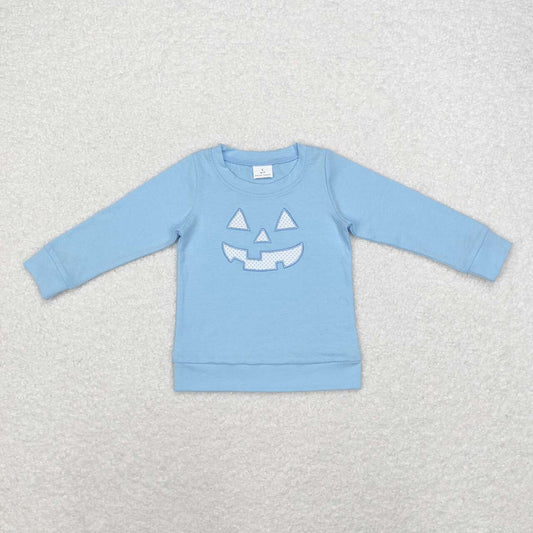 Toddle boy Halloween pumpkin skull blue top