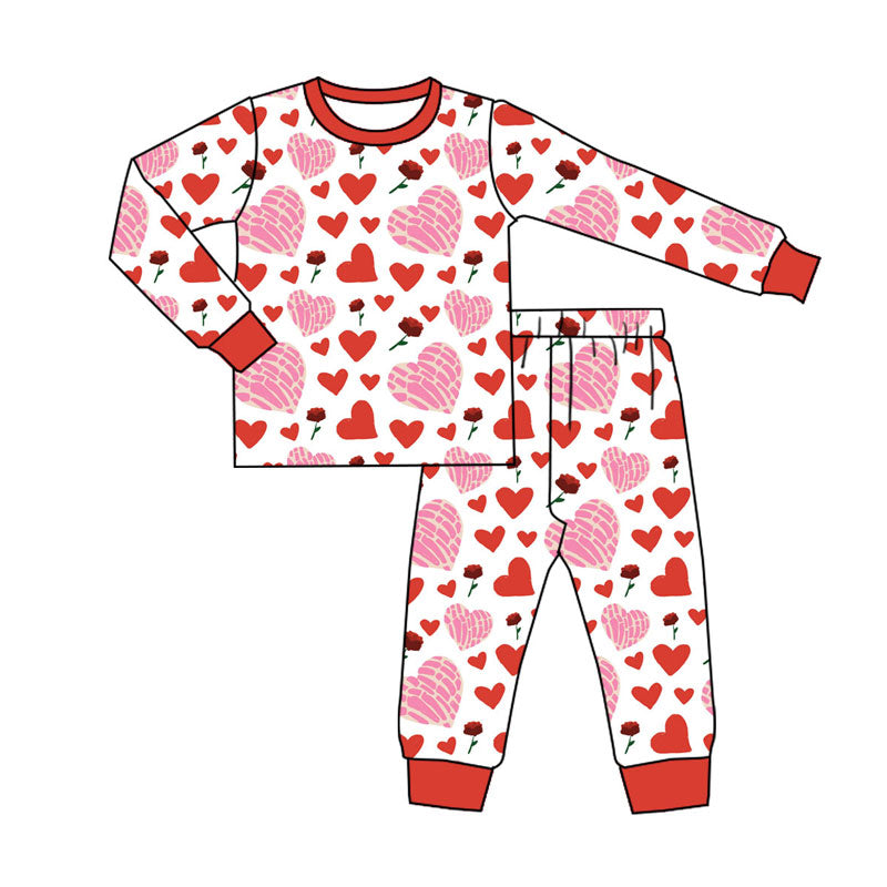 Valentines day kids long sleeve pajama set wholesal factory price