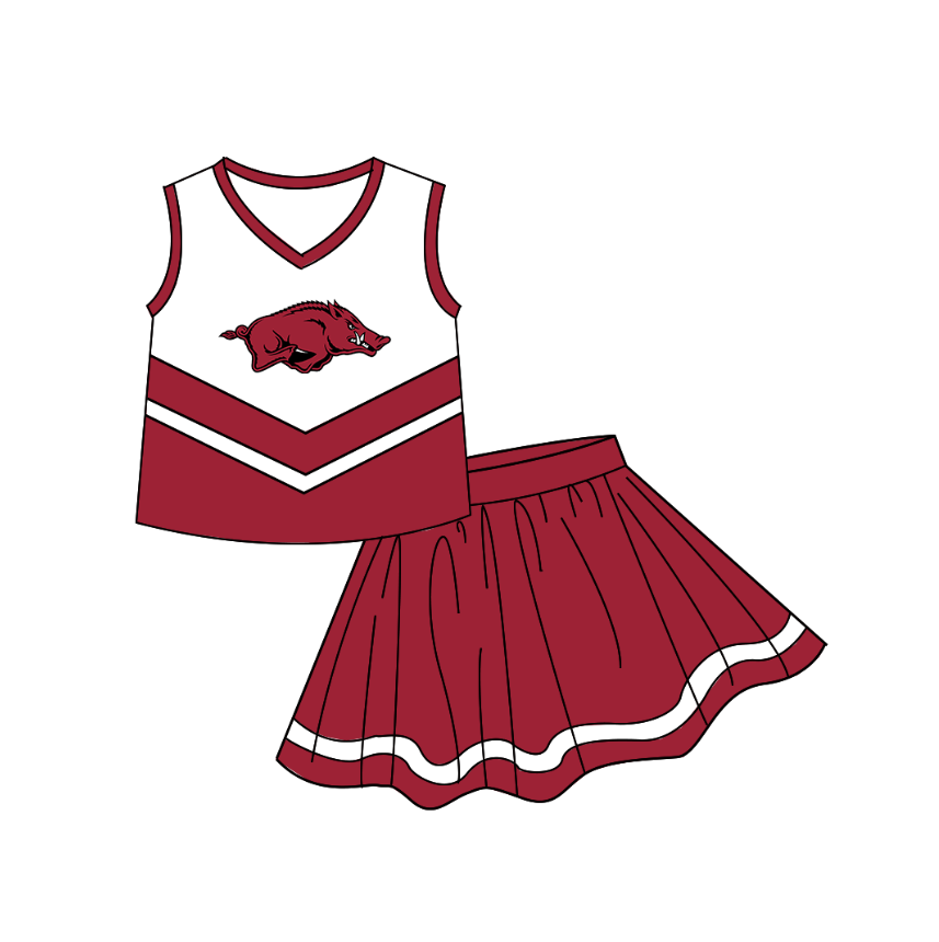 baby girl sleeveless top matching skorts custom design team outfit