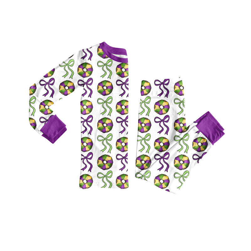 Mardi gras design kids pajama set wholesal factory price