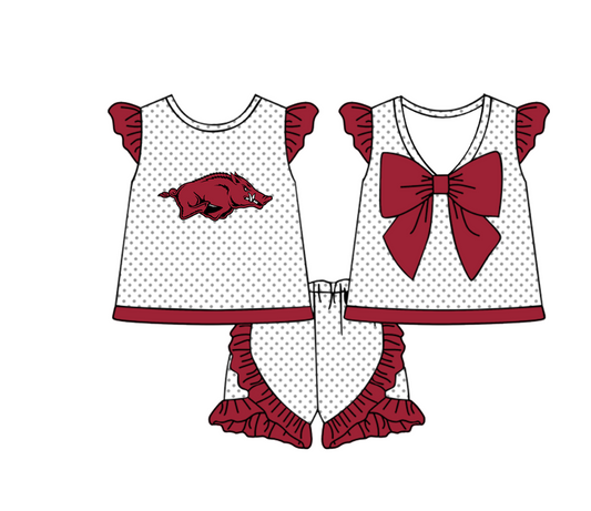 Custom team top matching shorts girl summer outfit