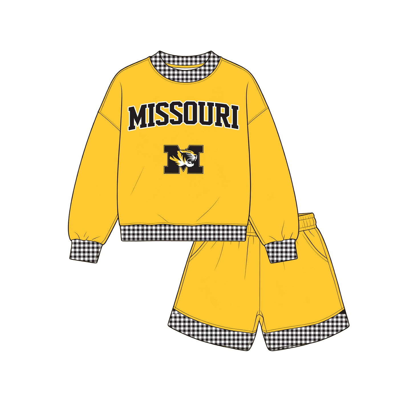 Toddle kids custom Missouri team design long sleeve outfit